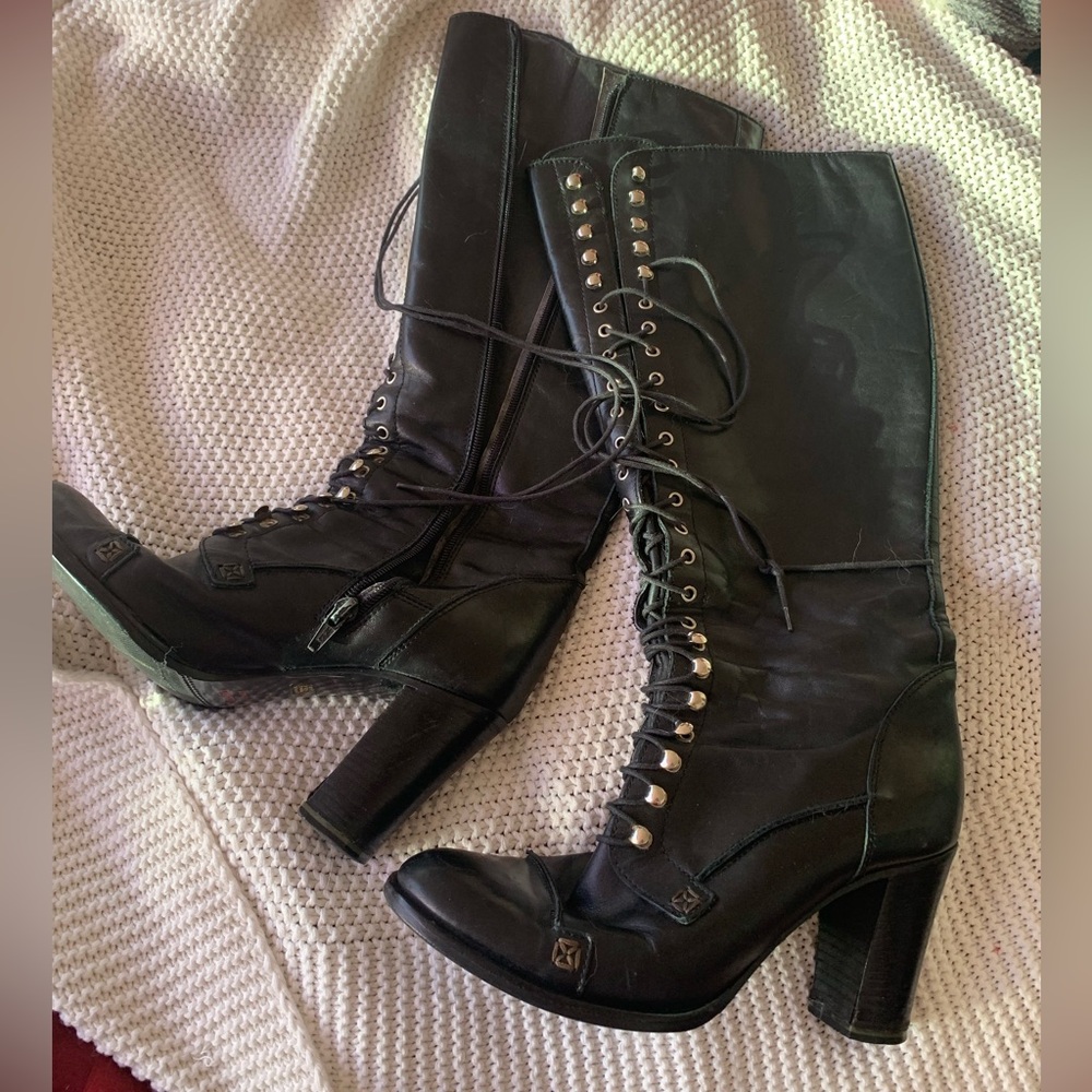 Charles David Lace Up Black Boots